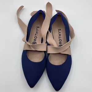 Rothys 39.5 size 9.5 blue with beige bow worn only once